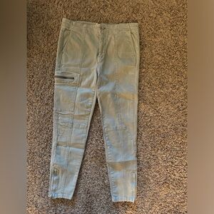 Anthropologie Size 28 Light Sage Green Cropped Skinny Jean with Zipper Detail